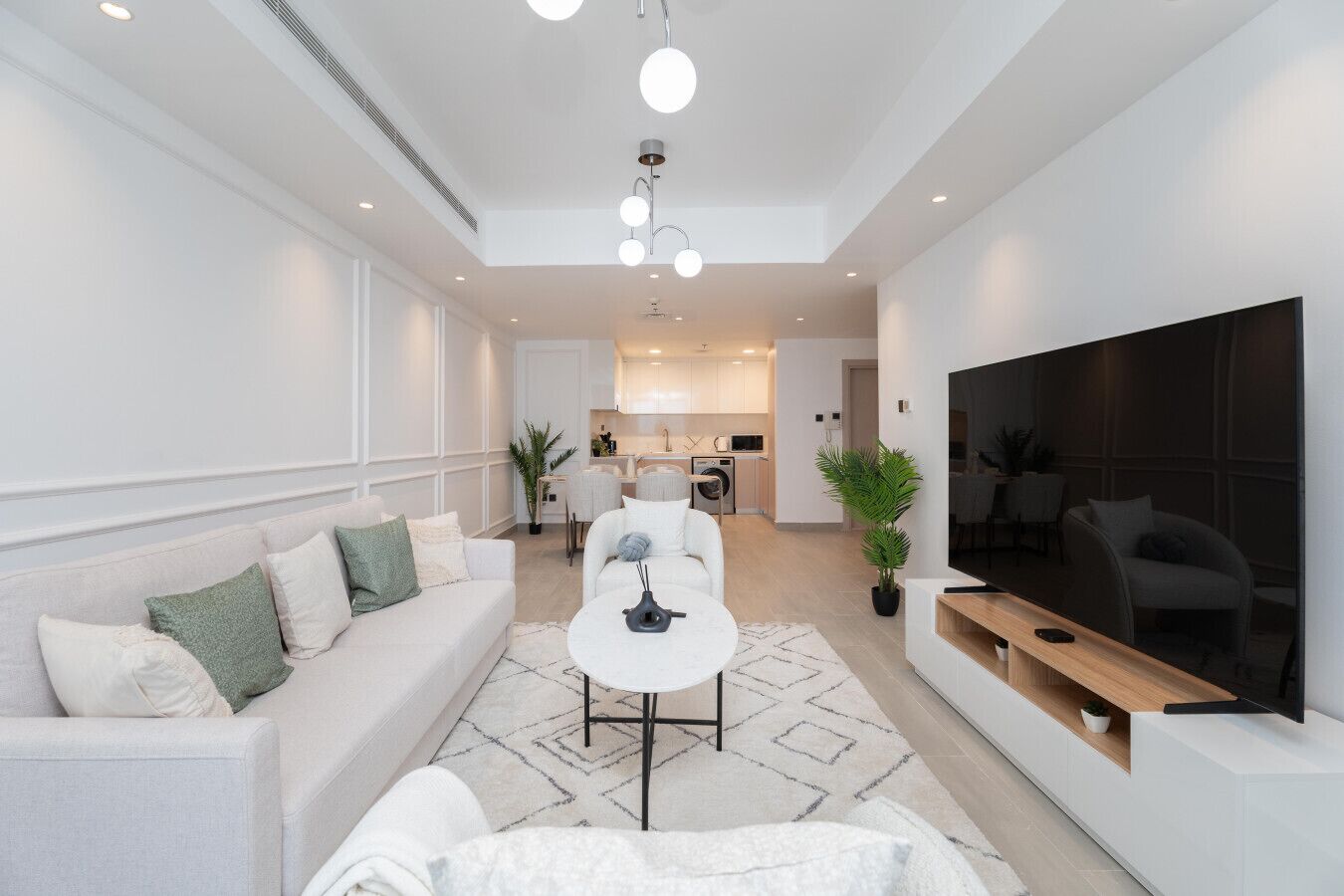 Elite Apartment, 2 Bedrooms, Beach View | Living area | 55-inch Smart TV with satellite channels, Netflix, Hulu