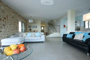 TV, DVD player, books, video library - Private Villa with Large Infinity Pool & Stunning Ionian Views (Skala)