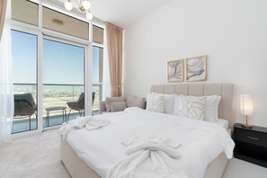 Classic Studio, 1 Queen Bed, Kitchenette, City View | Egyptian cotton sheets, premium bedding, down comforters, in-room safe - Gala Guests - Carson Studio Collection (Damac Hills)
