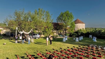Outdoor banquet area
