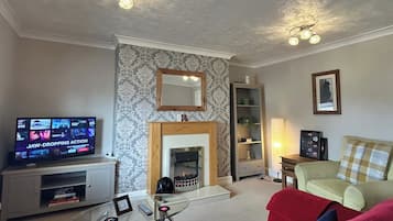 TV, fireplace