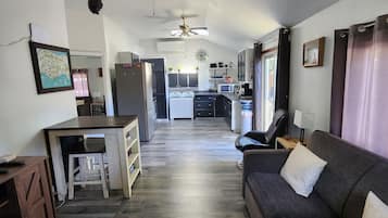 TV, DVD player, books, video library