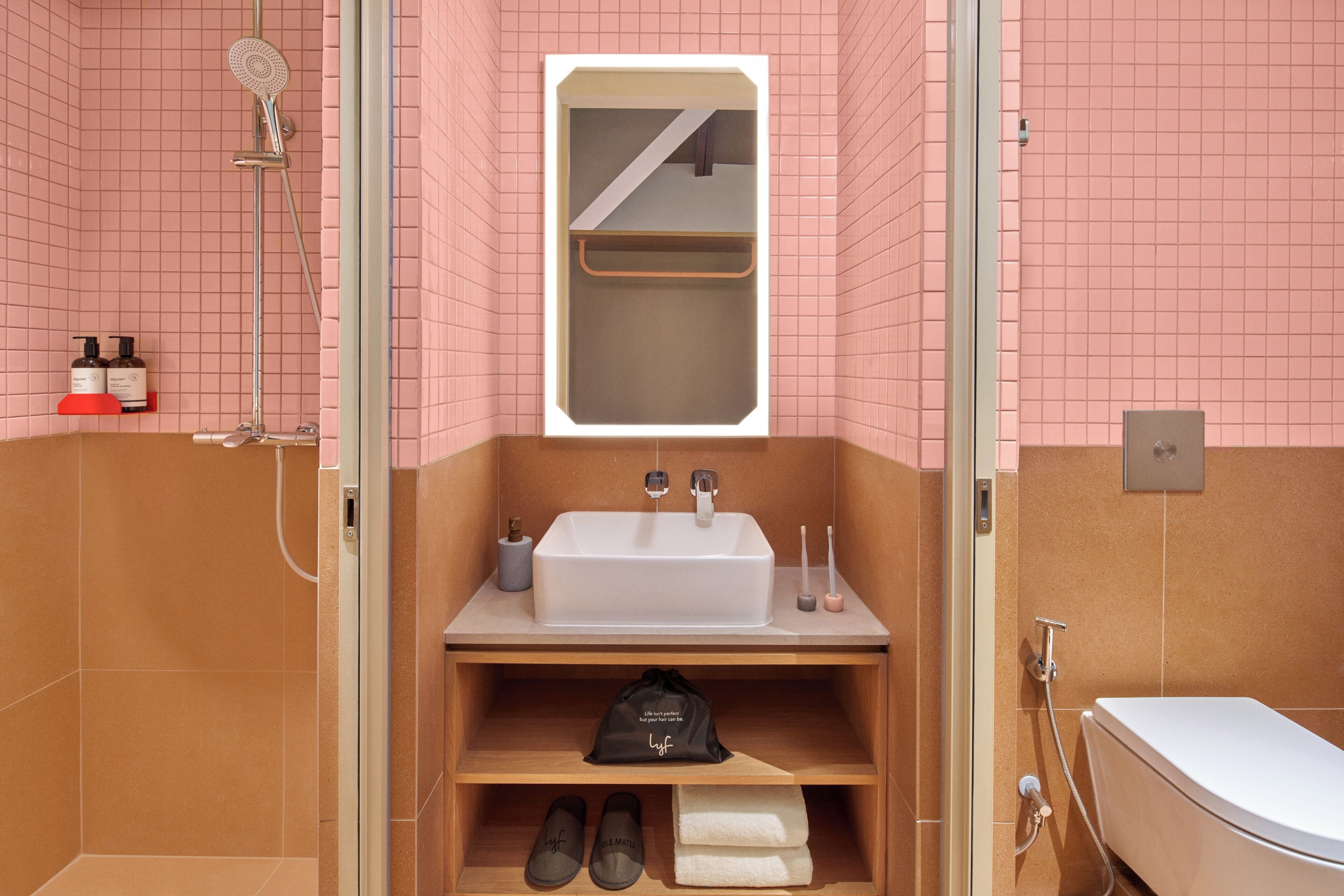 Shower, eco-friendly toiletries, hair dryer, bidet