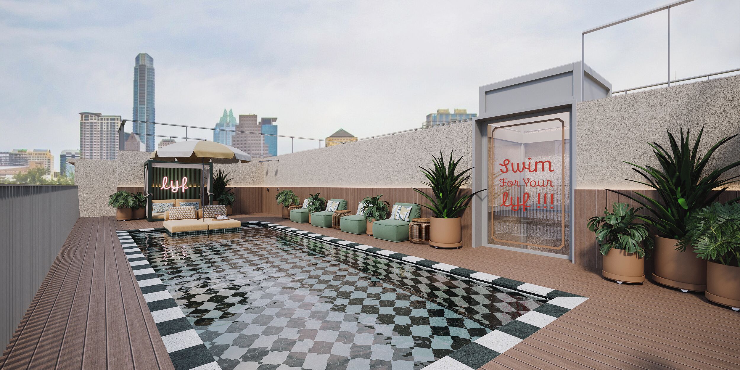 Una piscina al aire libre