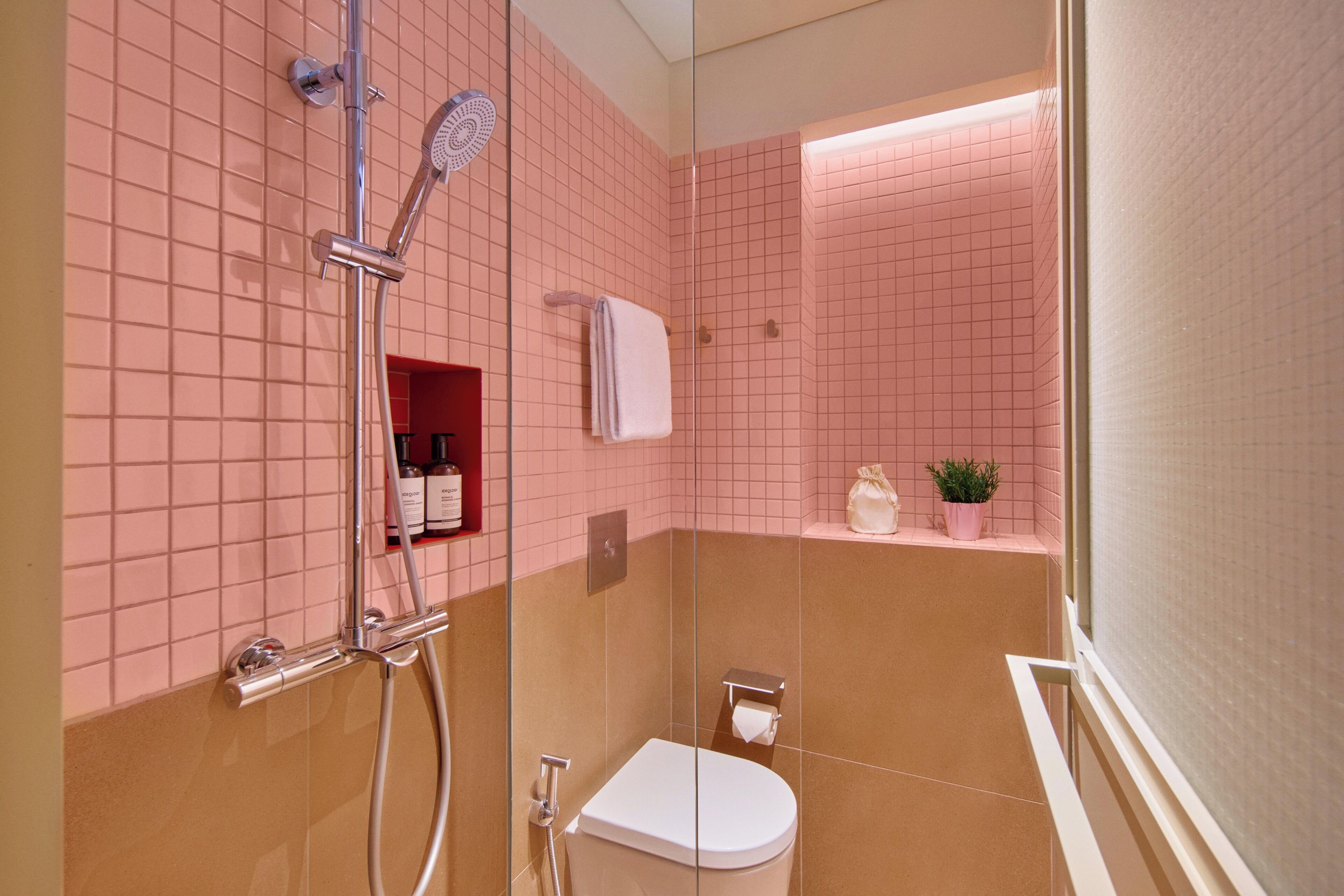 Shower, eco-friendly toiletries, hair dryer, bidet