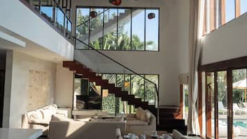 Villa, Private Pool, Park View | Living area | 5-inch Smart TV with digital channels, streaming services