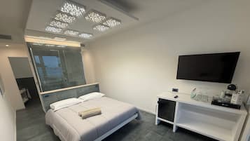 Luxury Double Room, Sea View | Frette Italian sheets, premium bedding, memory foam beds