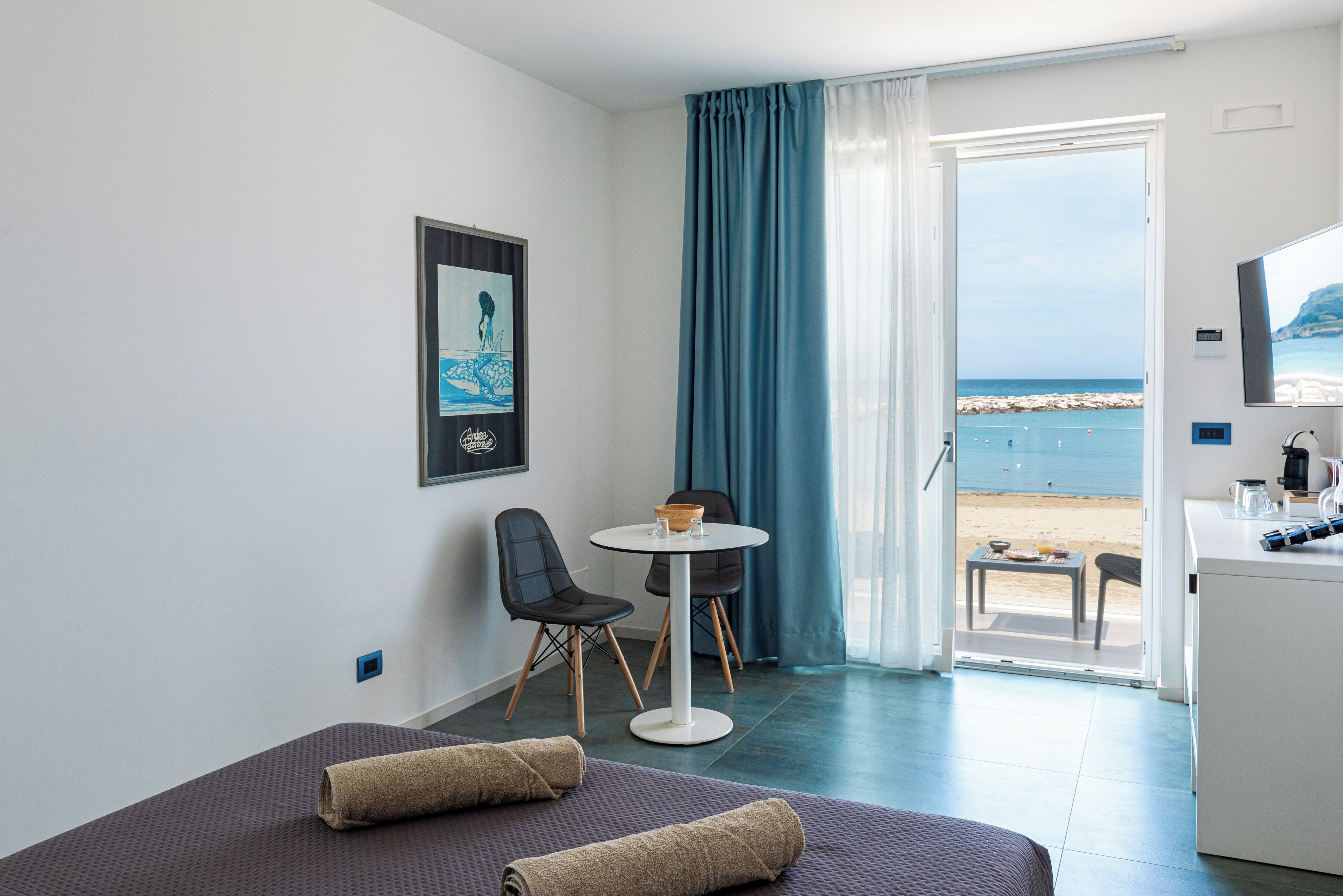 Superior-Doppelzimmer, Meerblick | Italienische Bettbezüge von Frette, hochwertige Bettwaren