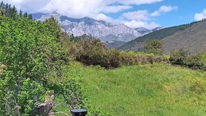 A grassy field with a mountain range in the background. - apartamentos calm and nature (Cabezón de Liébana)