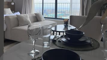 Business Studio | Individually decorated, individually furnished, blackout drapes