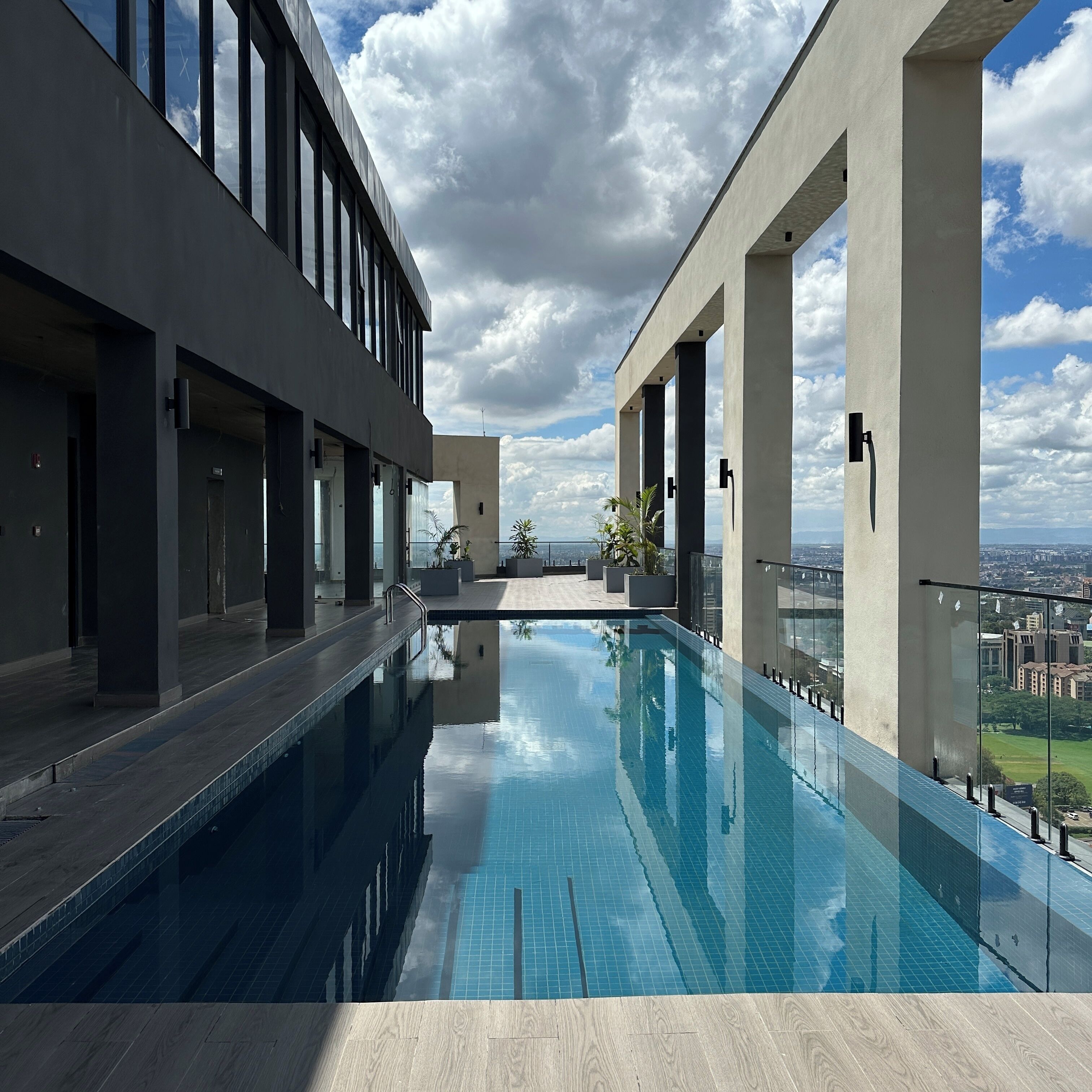 Outdoor pool, sun loungers