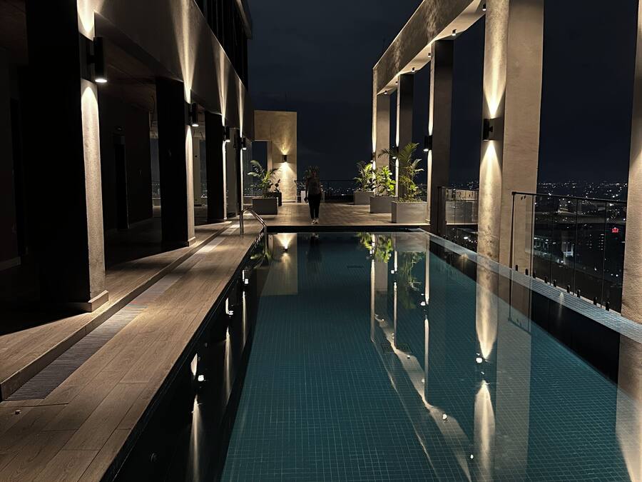 Outdoor pool, pool loungers