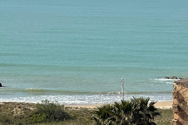 On the beach, white sand