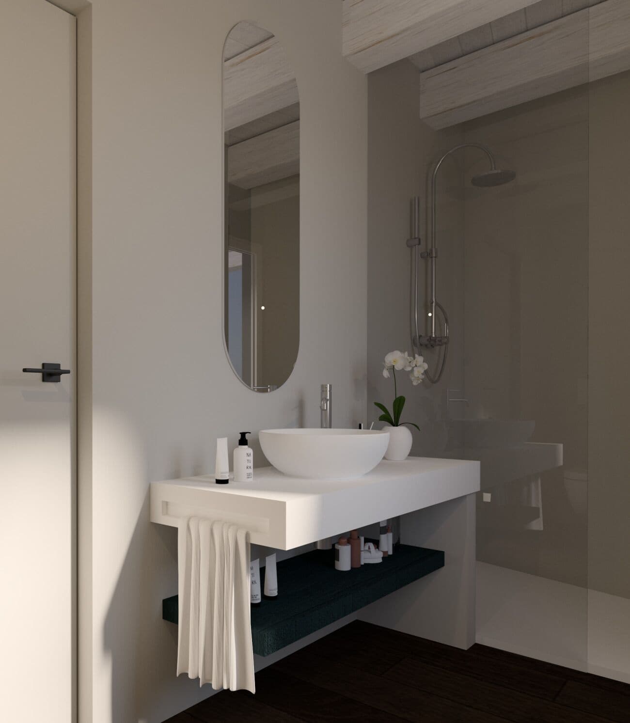 Chambre Double Junior | Salle de bain | Douche, sèche-cheveux, peignoirs, chaussons