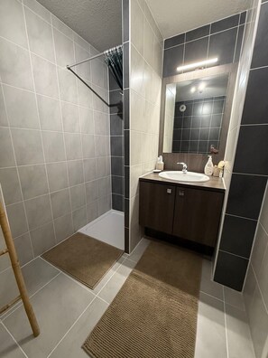 Dusche, Haartrockner, Handtücher