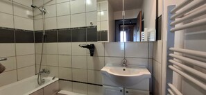 Shower, hair dryer, towels - Apartment “Le Skieur” with Mountain View, Balcony and Wi-Fi (Aillon-le-Jeune)