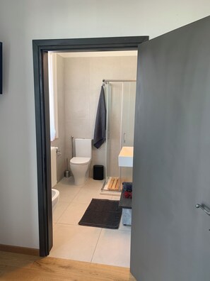 Ducha, secador de pelo, bidet, toallas