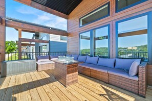 Terrace/patio - Modern Table Rock Lake Retreat | Swim Dock + Pool (Reeds Spring)