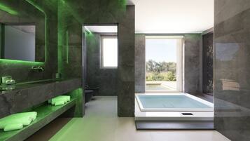 Dusche, Whirlpool, Haartrockner, Bidet