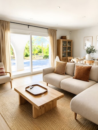 TV, fireplace. Holiday Home 'El Olivo' with Mountain Views, Wi-Fi, and Air Conditioning