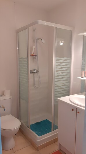 Shower, hair dryer - Maison "les ecrehous" – Bright, Comfortable House Near the Beach, 2 Bathrooms (Saint-Germain-sur-Ay)