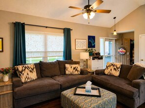 TV, fireplace - World Cup Retreat | Pool • Sleeps 8 • KC (Kansas City)