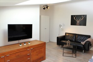 Smart TV, fireplace, video library, stereo