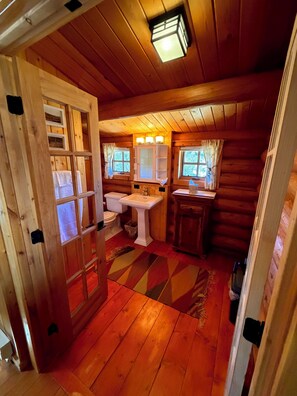 Shower, hair dryer, towels, soap - San Juan Hills Ranch provides a 35 acre exclusively private ranch for rent. (Dubois)