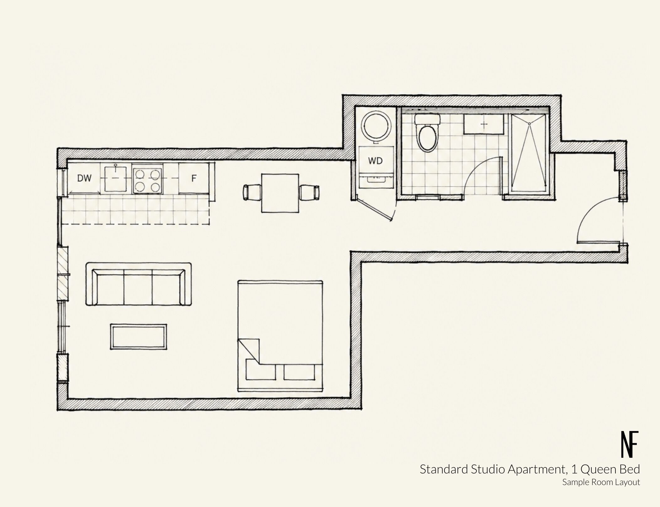 Standard Studio, 1 Queen Bed | Floor plan