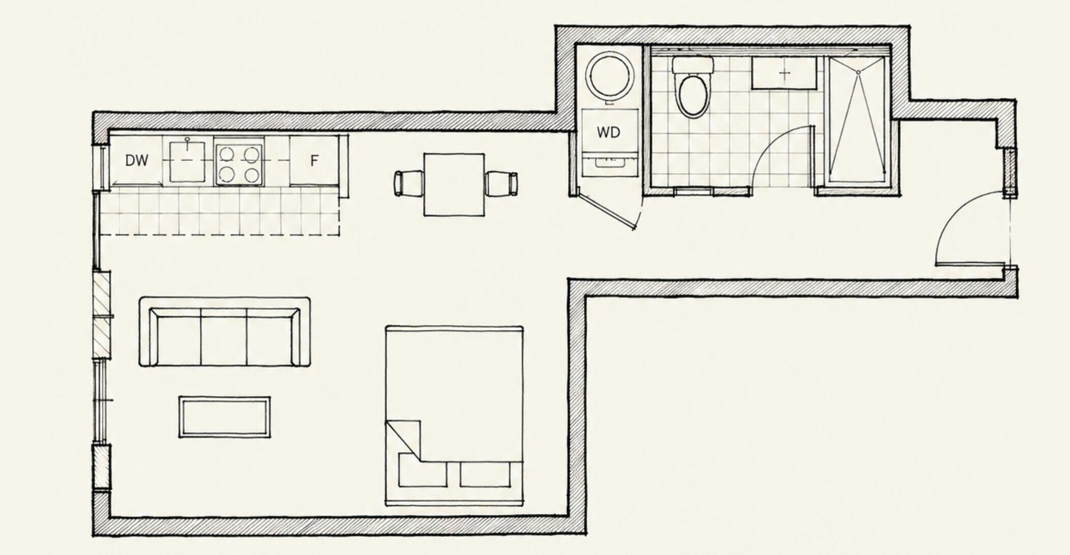 Standard Studio, 1 Queen Bed | Floor plan