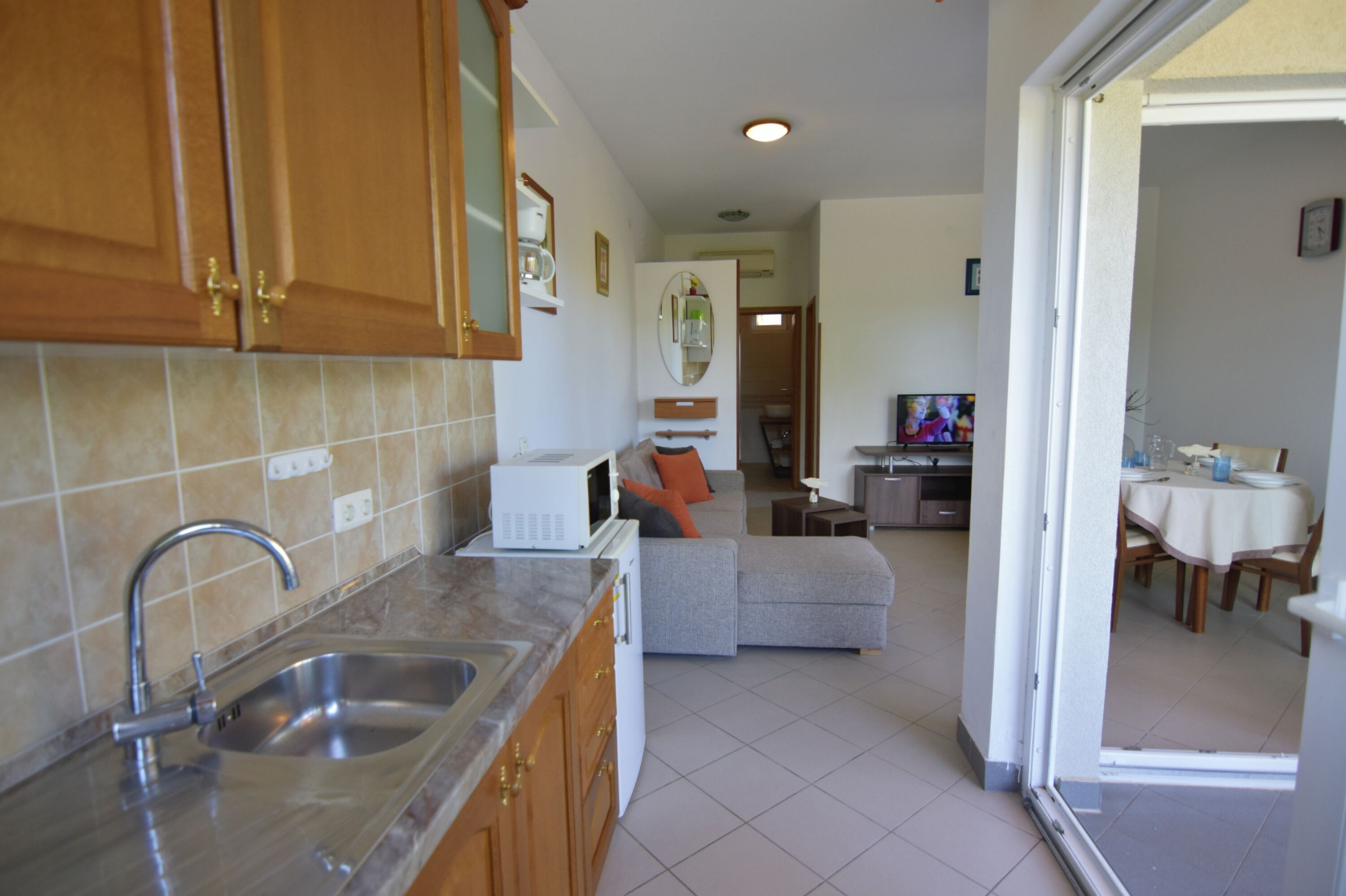 Apartment, 1 Schlafzimmer, Terrasse, Meerblick | Wohnzimmer