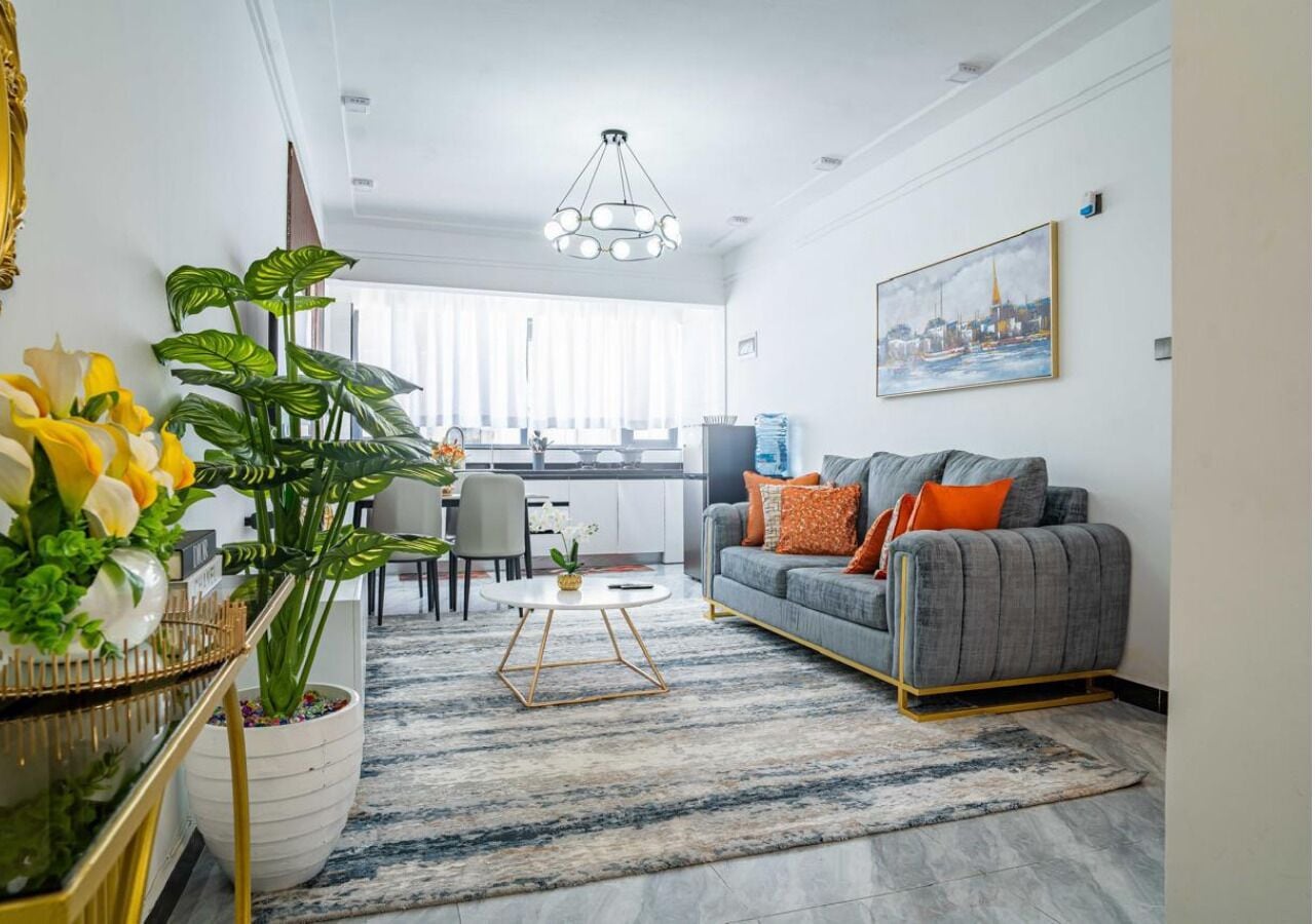 Luxury-Apartment, Stadtblick | Wohnbereich