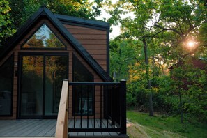 Terrace/patio - Tiny home With Pond 10 min to Asheville, North Carolina (Asheville)