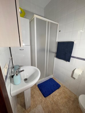 Een douche, een haardroger, handdoeken