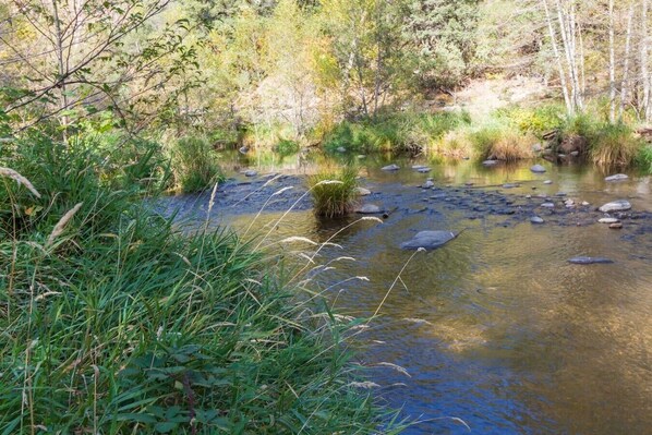 A natural outdoor setting with a stream, rocks, and greenery. - Unit 4 - Slide Rock Lodge (Sedona)
