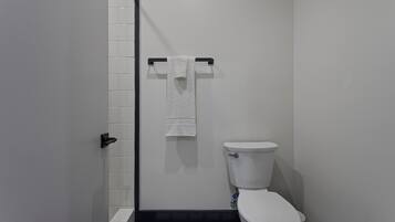 Shower, towels, soap, shampoo