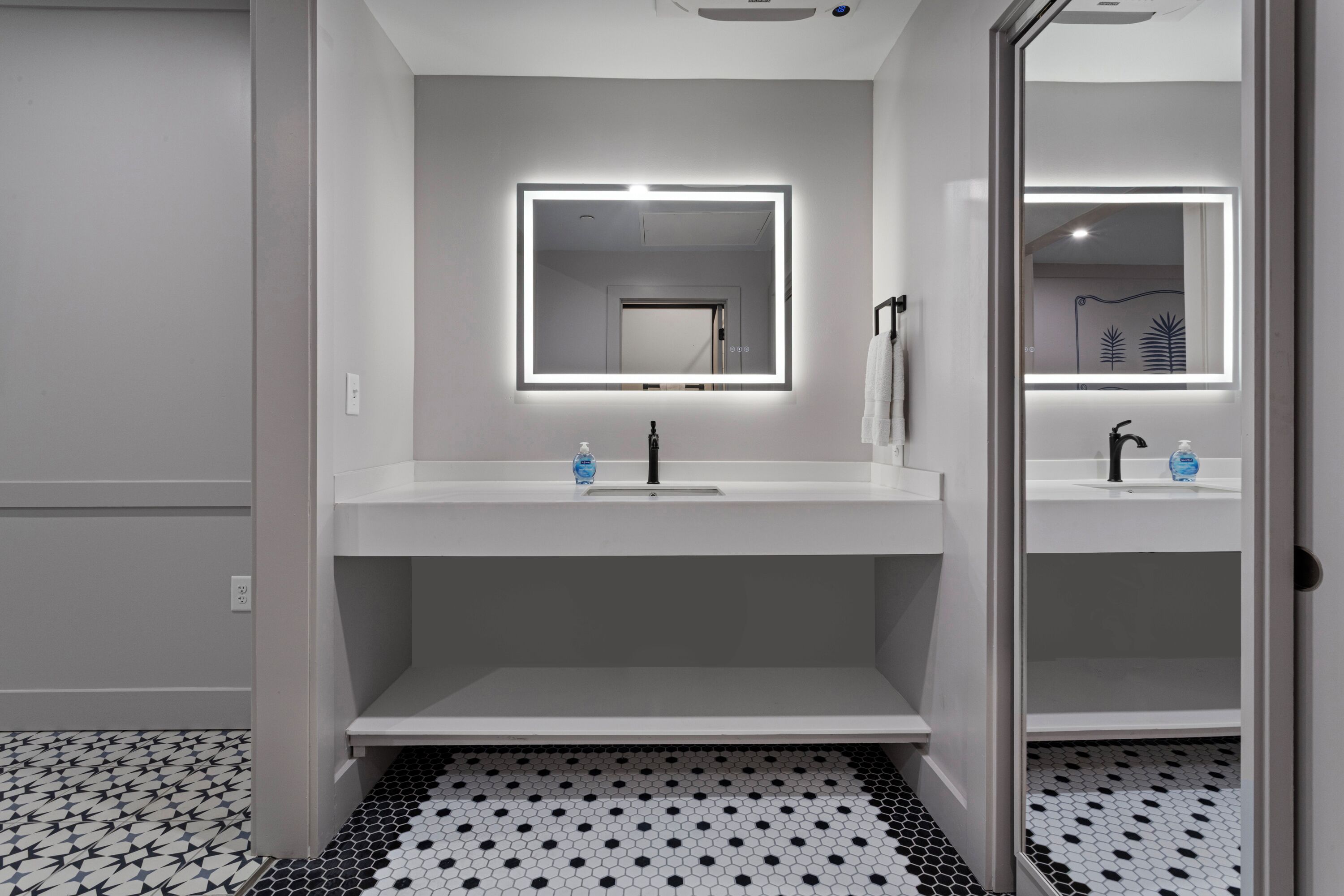 Shower, towels, soap, shampoo