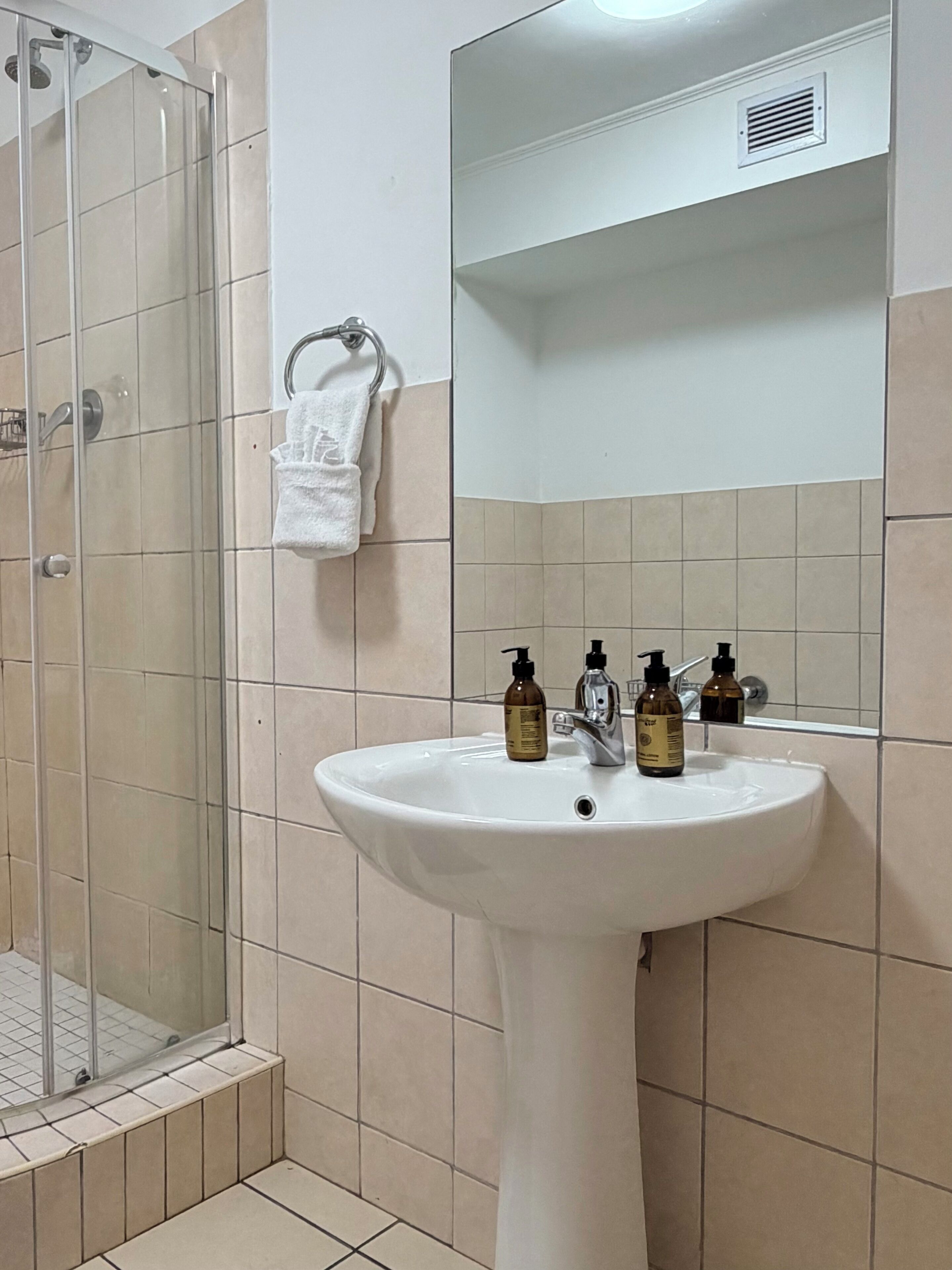 Sèche-cheveux, serviettes fournies, savon, papier toilette