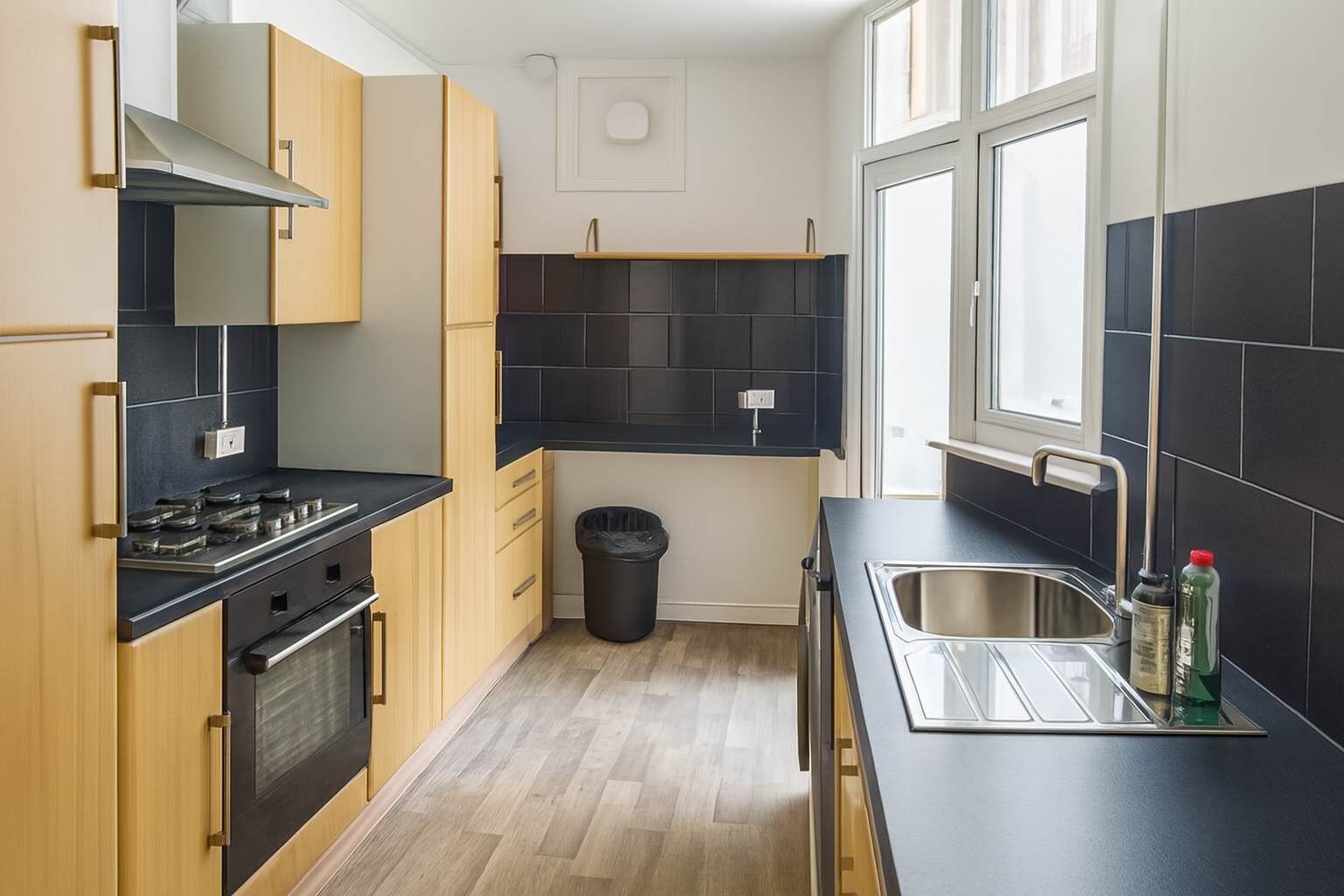 Fridge, stovetop, dishwasher, electric kettle