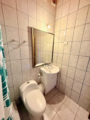 Duschwanne, Handtücher, Seife, Shampoo