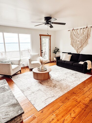     Pine Haven: Cozy Lakefront Escape with Private Beach & Hot Tub