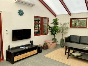 Televisión y chimenea 