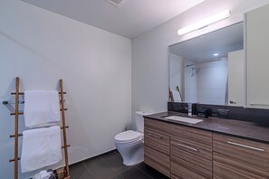 Hair dryer, towels, soap, toilet paper - Cozy 1-bedroom apartment with AC in adorable Tysons corner (Tysons)