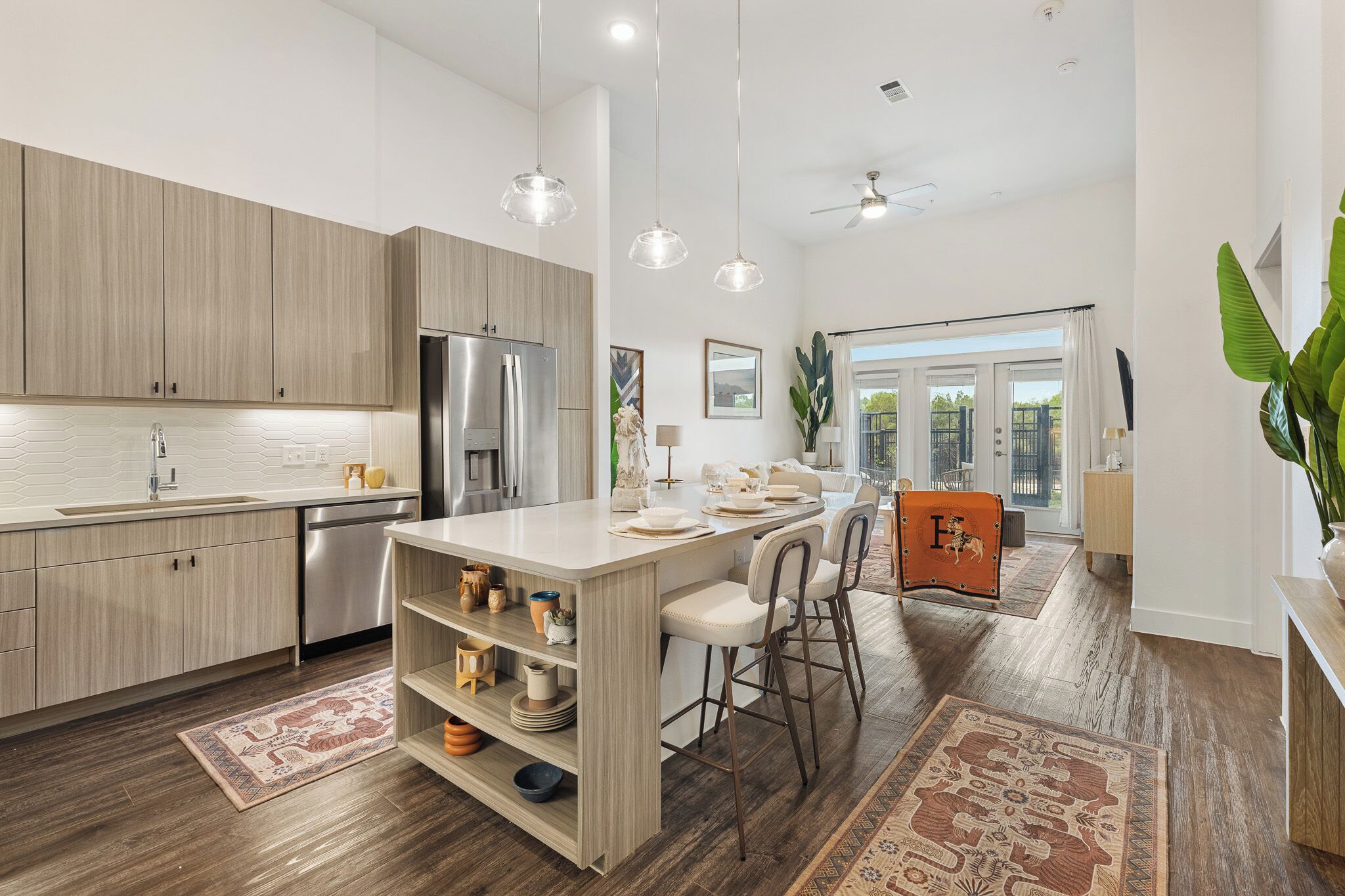 Fridge, microwave, dishwasher, high chair