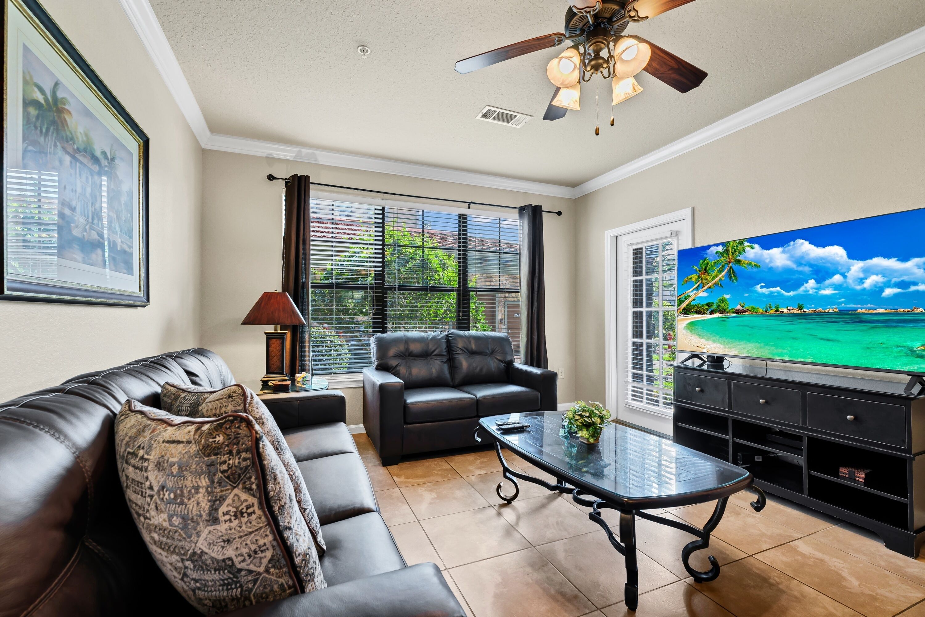32-inch flat-screen TV with cable channels