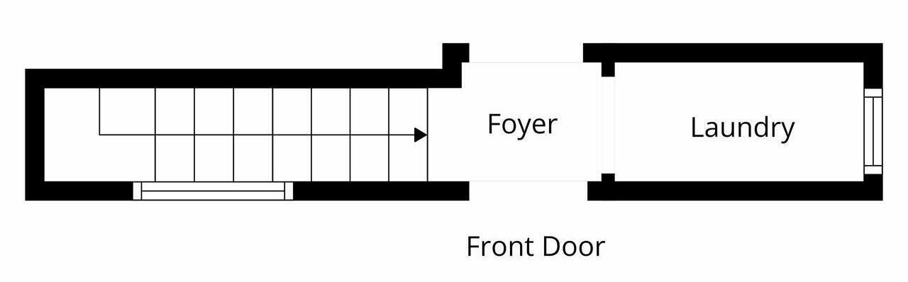 A floor plan with a foyer leading to a laundry area.