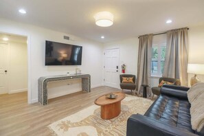 Condo, 2 Queen Beds, Kitchen, Pool View (Seabreeze Bungalow) | Living area - The Seabreeze Bungalow (Ocean Springs)