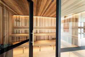 Sauna - Artisan Yarra River Retreat. Designer Finishes Spectacular Views, Pool, Gym, Bar (Southbank)