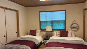 Blackout curtains, free WiFi, bed sheets