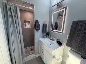 Shower, towels, soap, toilet paper - 3-bedroom 2 bathroom house in wonderful central Phoenix + sunroom/pool table (Phoenix)